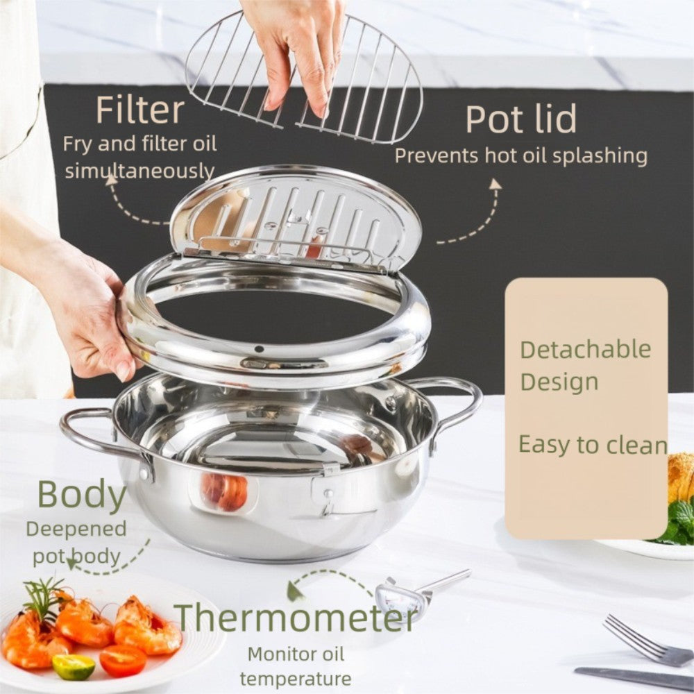 Stainless Steel Tempura Fryer Deep Frying Pan Kitchen Cookware