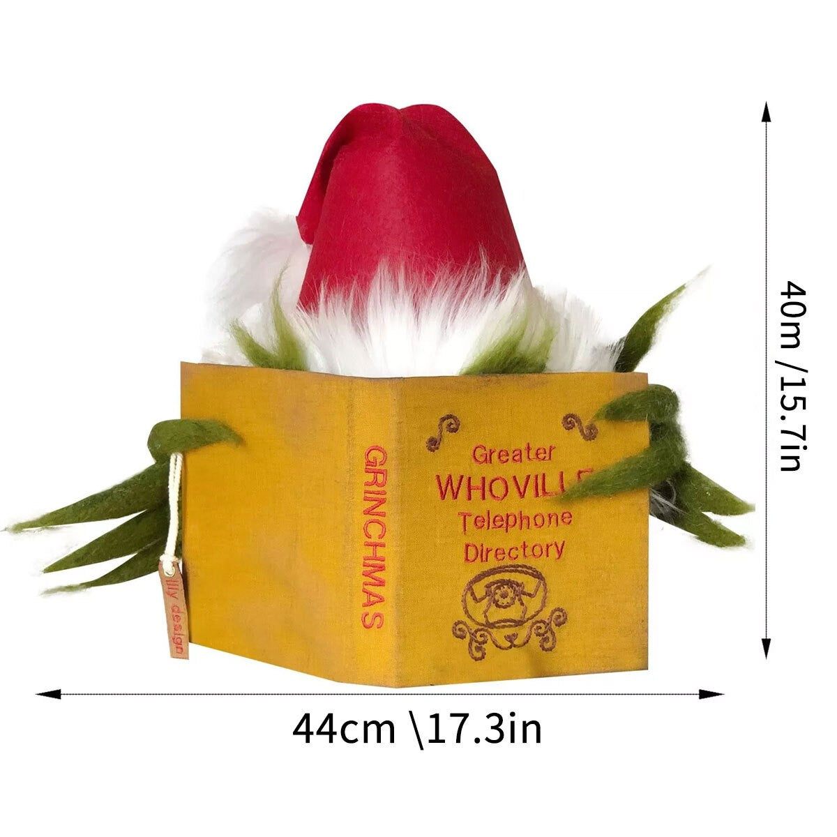 Topper Funny Grinch Hiding Behind Book Treetop Christmas Decor Christmas Tree