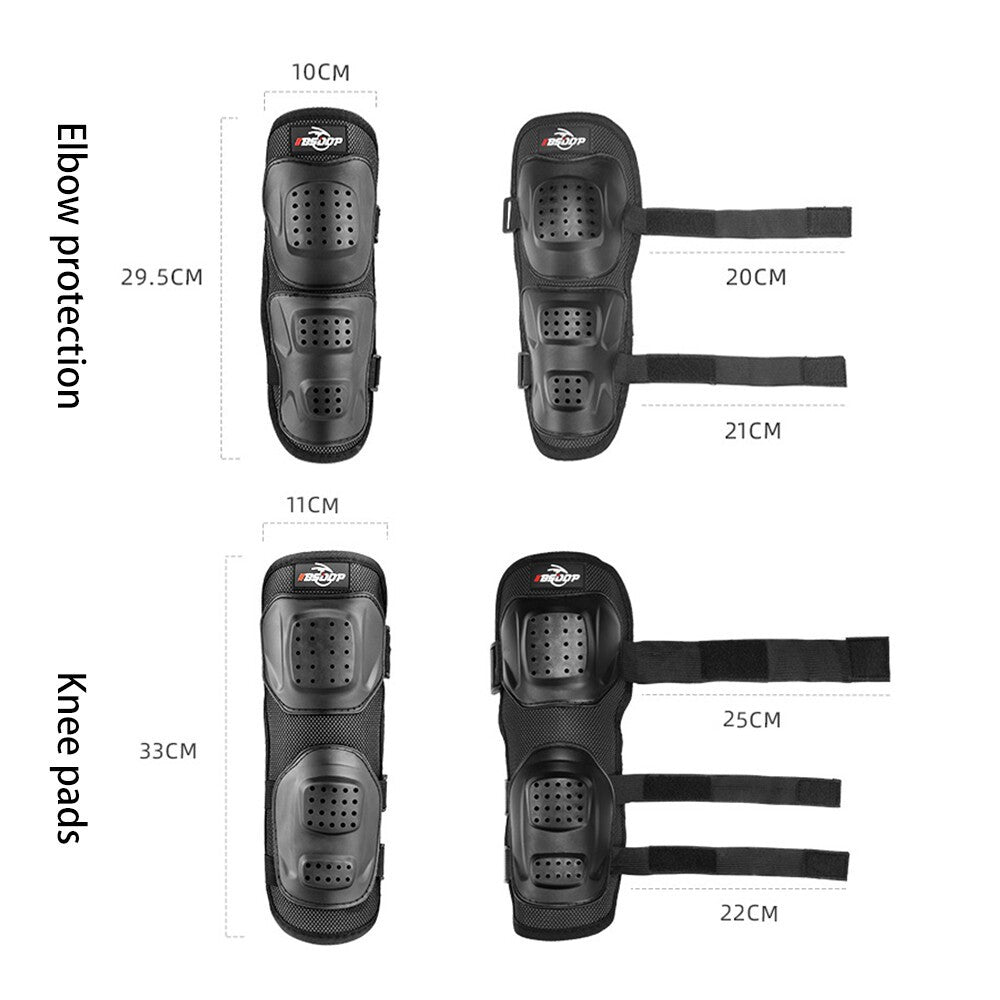Motorcycle Knee Pads Adjustable 4 PCS Knee Elbow Armor Long Leg Sleeve Gear UK