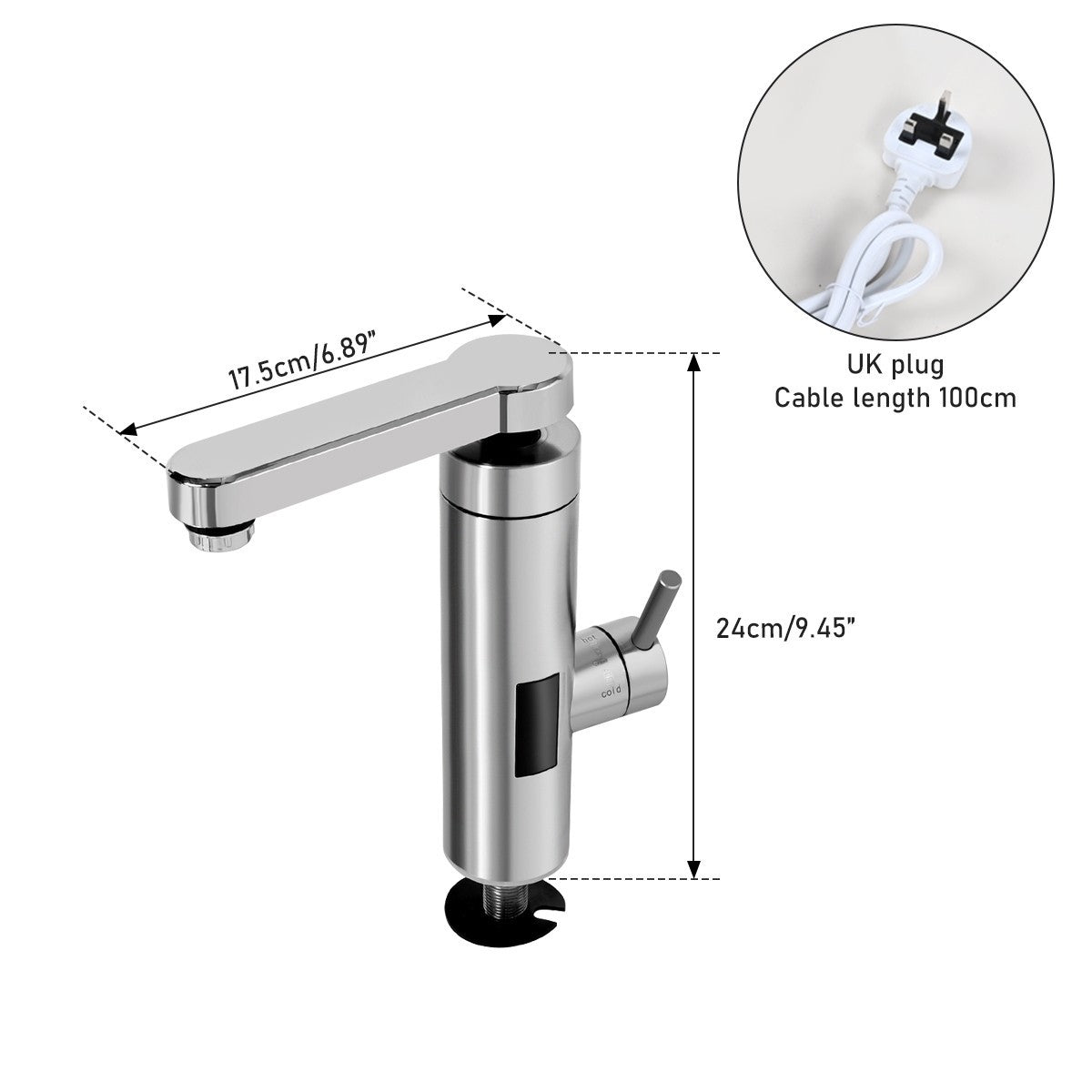 360° Electric Heating Tap Bathroom Fast Instant Hot Water Heater Kitchen Faucet
