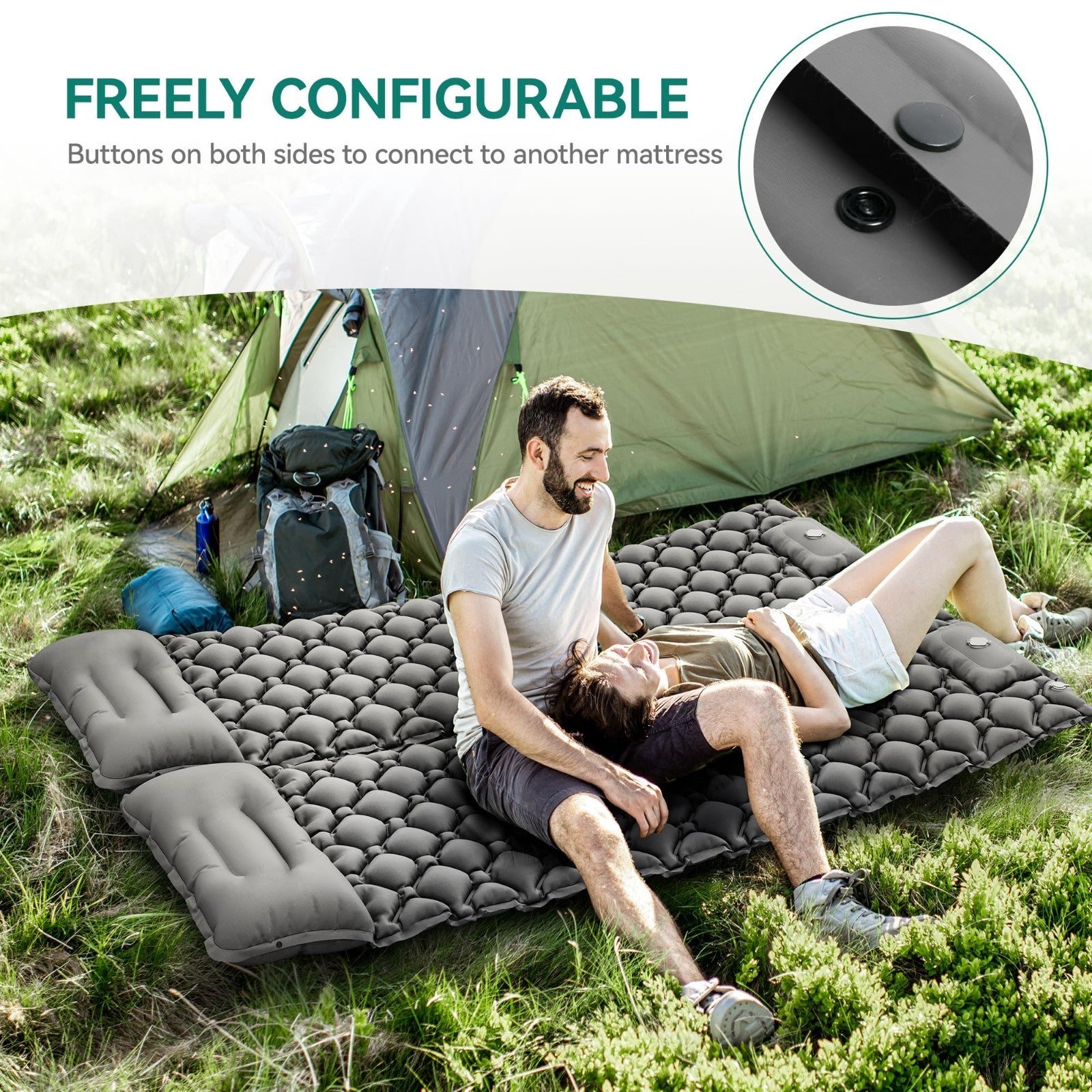 Inflatable Mat Camping Sleeping Self Inflating Air Bed Mattress built in Pump UK