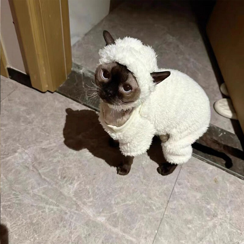 Hairless Cat Clothes Winter Thicken Warm Sphynx Sweaters Pullover Pet Pajamas