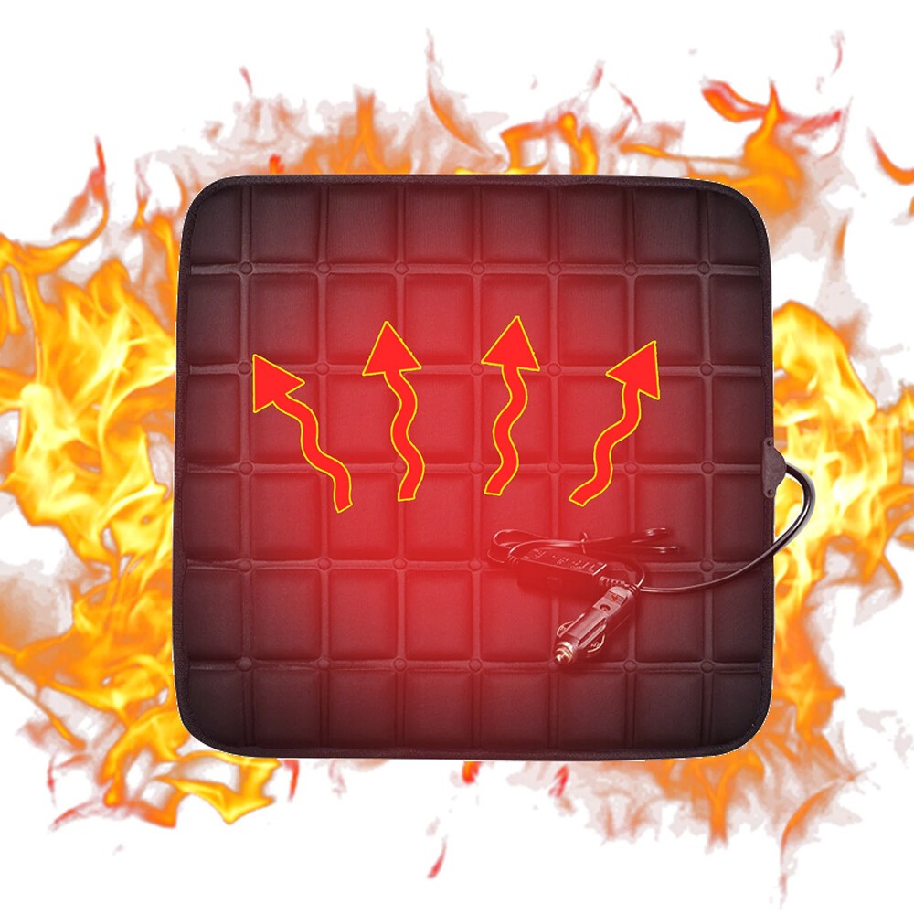 Universal Car Heated Seat Cushion Hot Cover Auto 12v Heater Warmer Pad Black