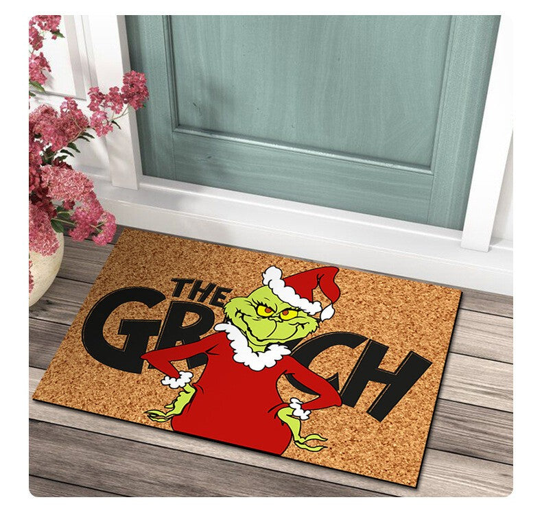 Grinch Christmas Festival Decoration Front Door Mat Carpet Xmas Indoor Outdoor