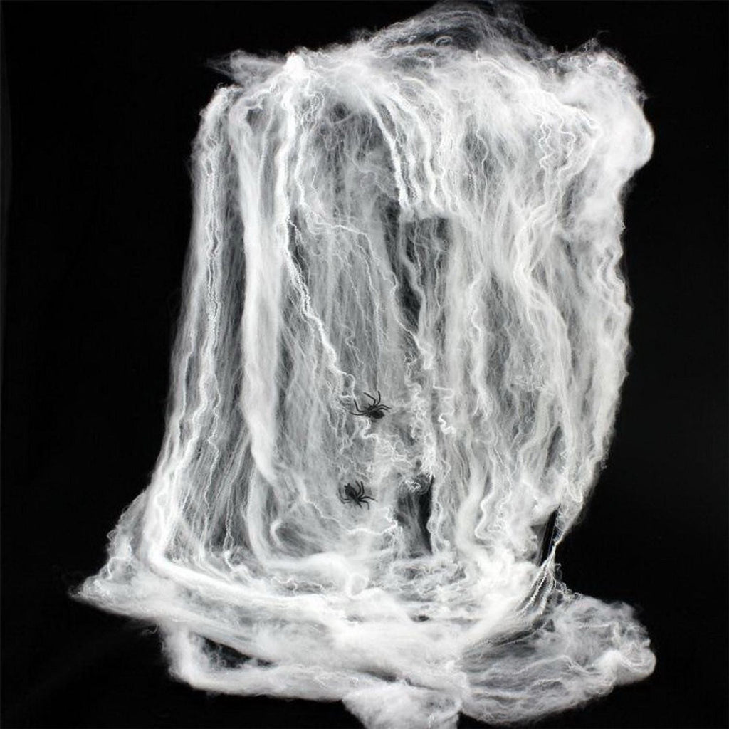 Spider Web With 10pcs Spiders Halloween Decoration Stretchy Cobweb Props