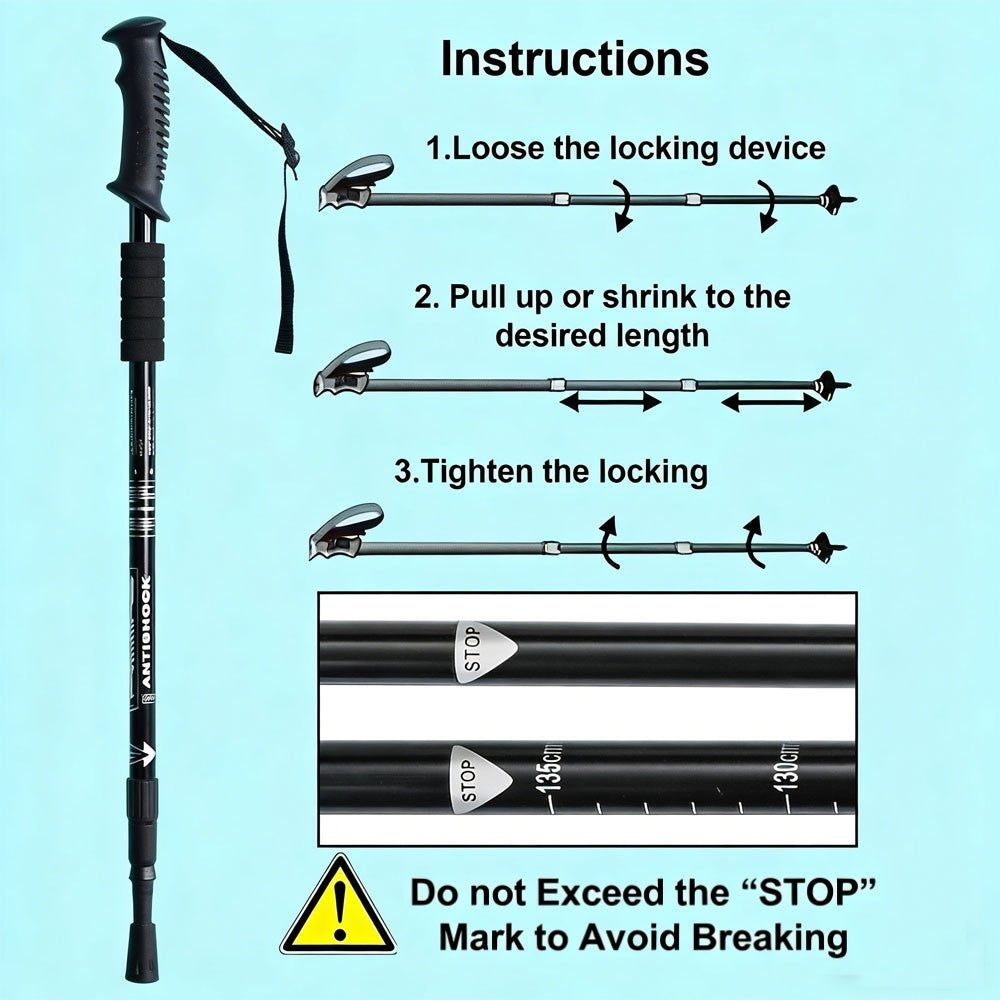 2Pcs 3-Section Telescopic Anti-shock Trekking Walking Poles Hiking Sticks NEW🎁