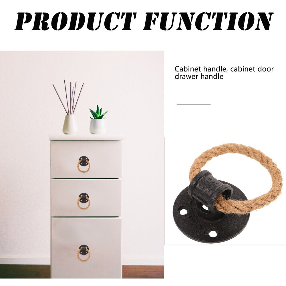 Rope Pull Handle Ring Handles Rustic Door Wall Mounted