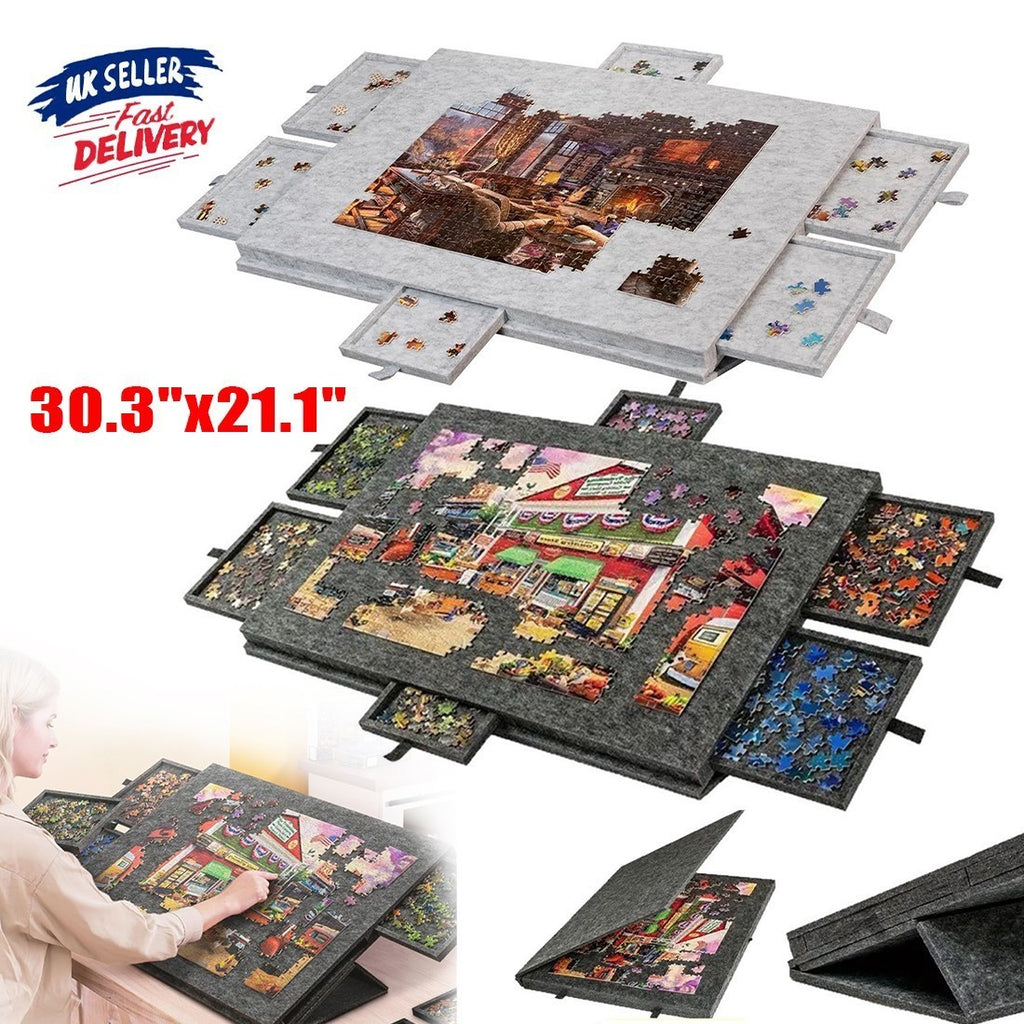 1000pcs Puzzle Board Portable Puzzle Storage Table w/ 6 Slid Drawer Felt Jigsaw