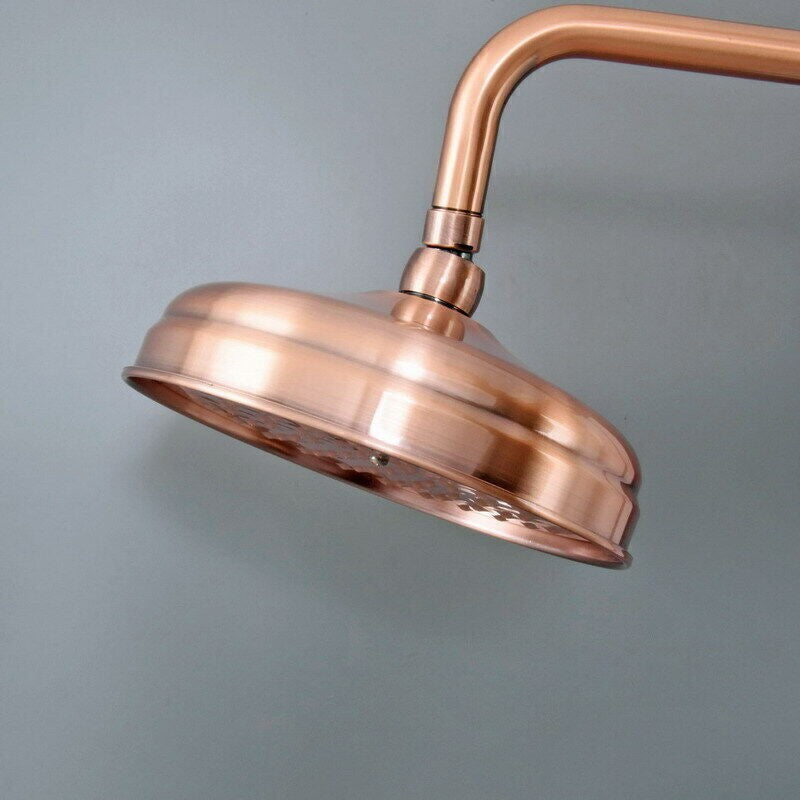 8 Inch Antique Red Copper Round Rainfall Shower Head, Bathroom Fixture UK