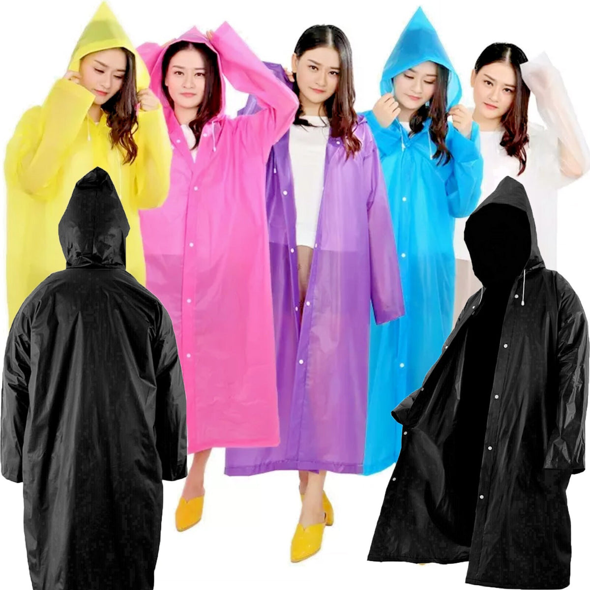 Raincoat Waterproof Poncho Reusable Plastic Adult Camping Festival Rain Coat