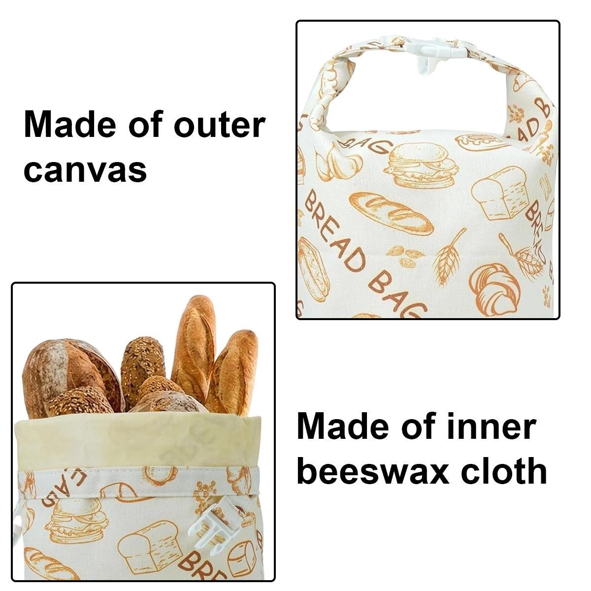 Beeswax Reusable Food Storage Bag Fresh Keeping Bread Pouch 42*33cm Kitchen Use