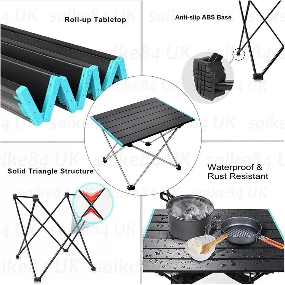 Portable Folding Aluminium Camping Table Outdoor Picnic BBQ Desk With Carry Bag