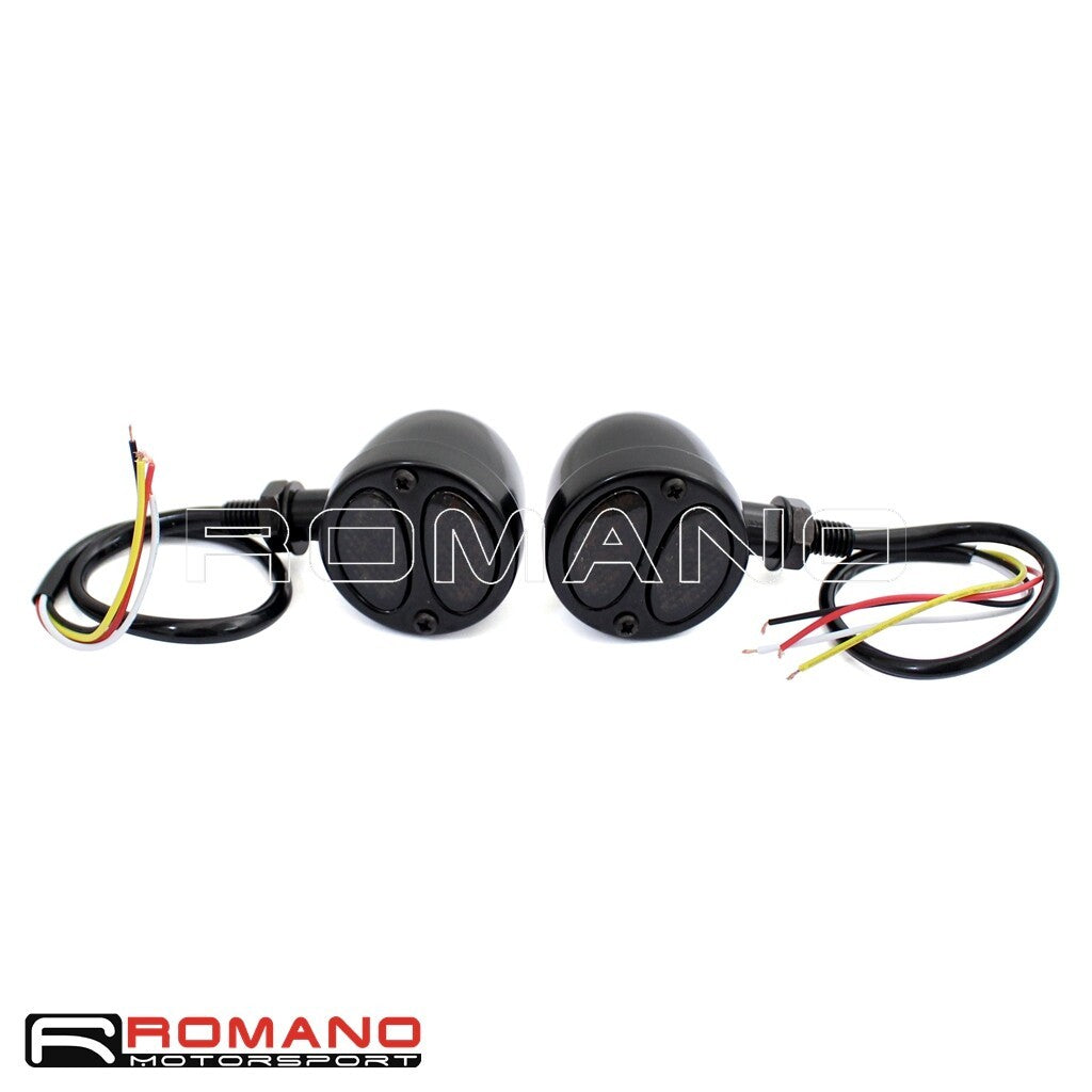 Motorcycle 3 In 1 LED Turn Signals w/ Brake Light Blinkers For Harley Cafe Racer