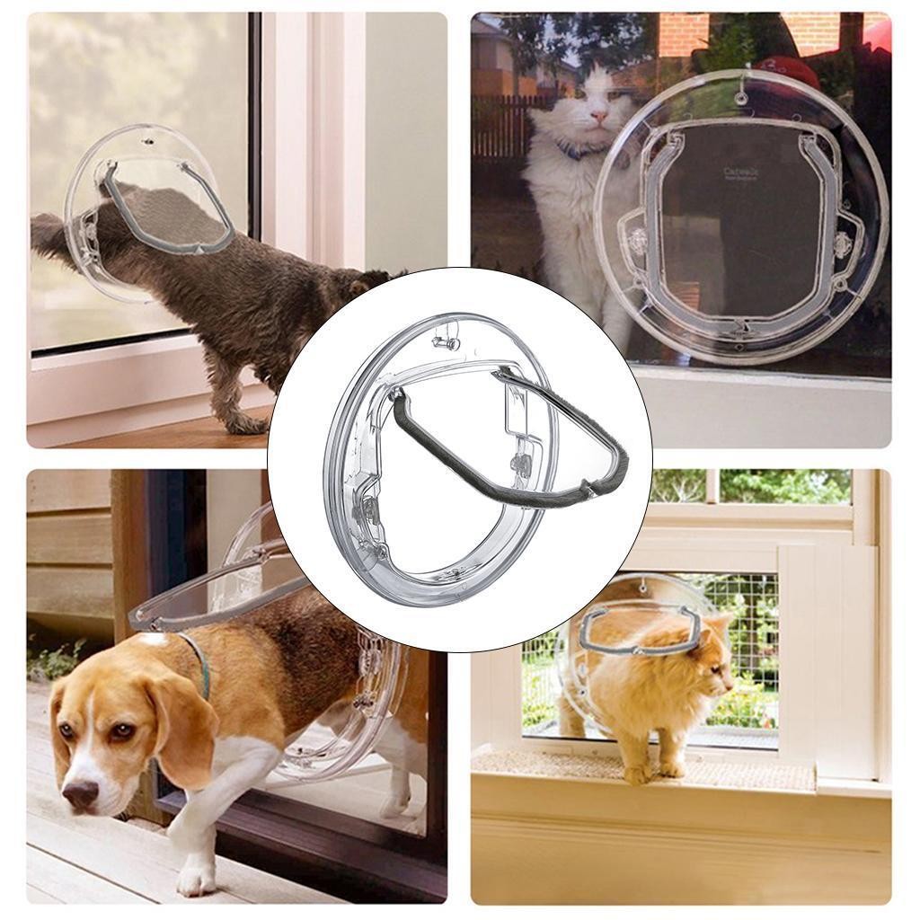 4 Way Round Locking Flap Pets Door Cat Flap Small Dogs For Glass Window Door