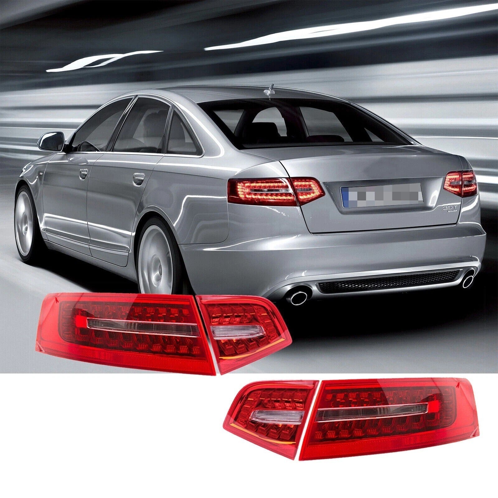 For Audi A6 S6 Saloon 2009-2011 LED Rear Outer Inner Tail Light Brake Lamp Set