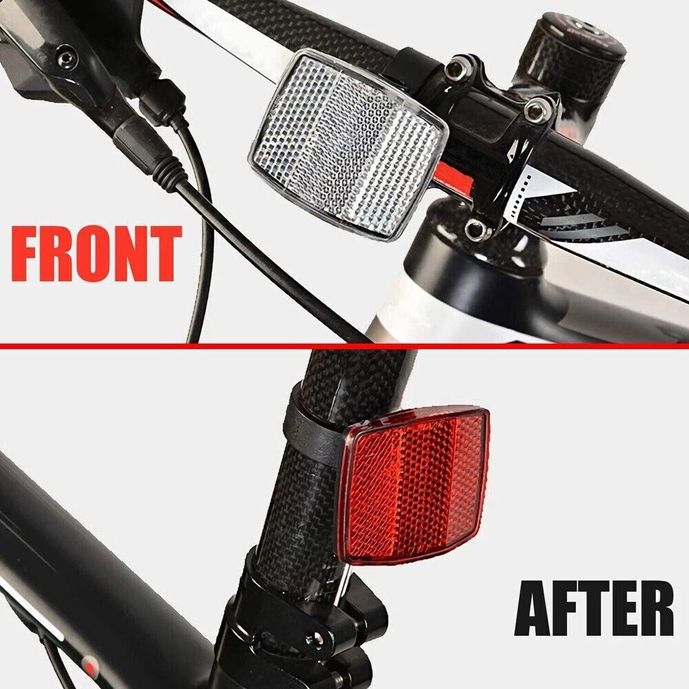 Bicycle Reflector Set Red Rear White Front Frame Handlebars Bikes & Cycles