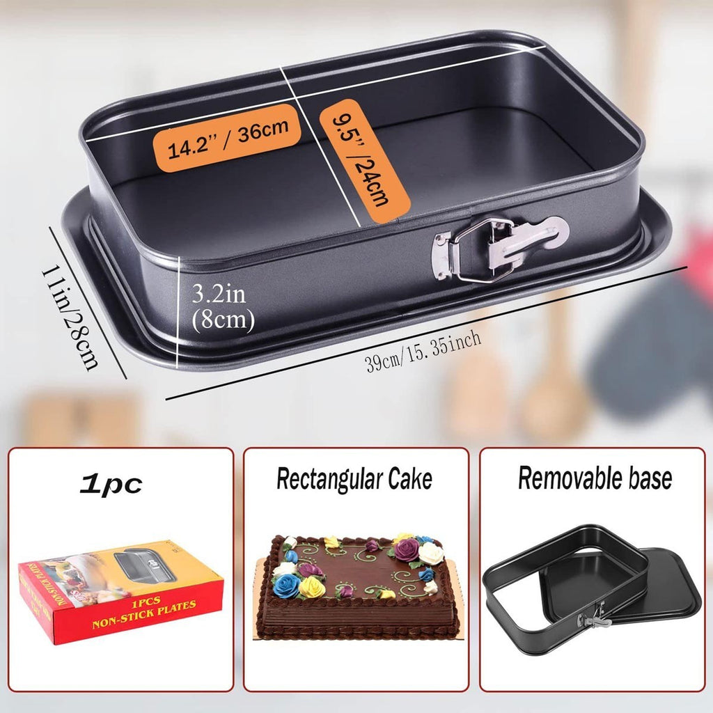 Cake Tin 39 x 28 cm Rectangular Non Stick Spring Form Baking Bake Tray Bakeware