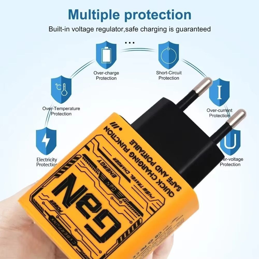 EU/UK 145W GaN Charger Plug USB A+C USB C Charger for iPhone/Xiaomi/Samsung