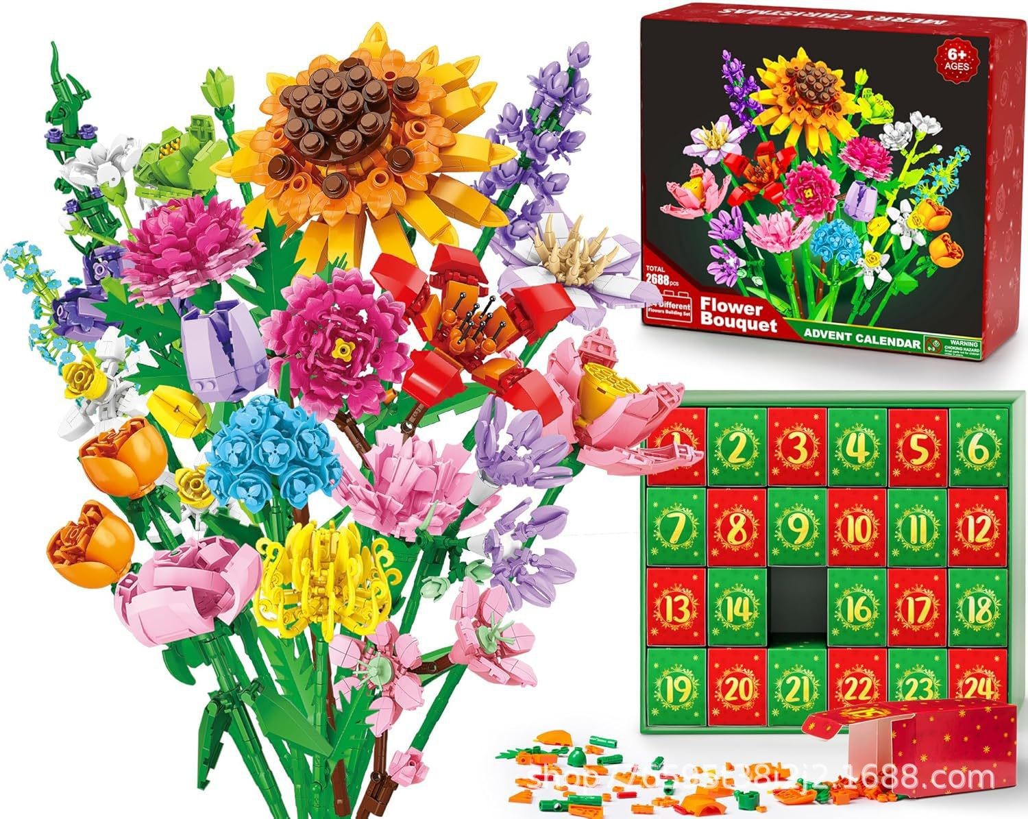 Flower Bouquet Building Blocks Advent Calendar 2025 Unique 24 Days Christmas