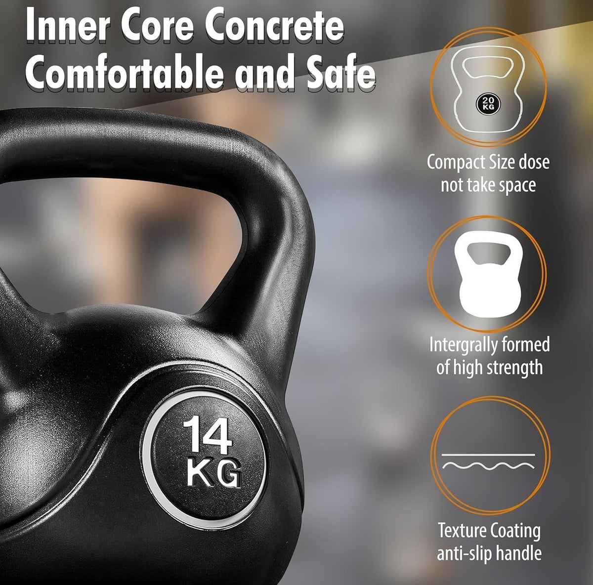 Kettlebell Set HDPE Coated Concrete Kettle Bell Weights Set Strength Training