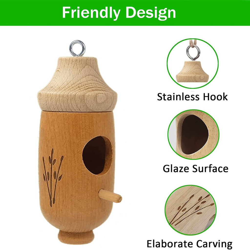 2x Hummingbird House Wooden Hand Craft Ornament Outdoor Garden Patio Decor