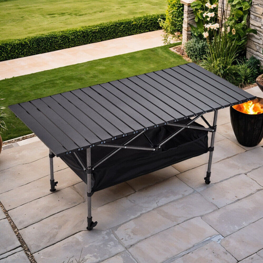 Portable Roll Up Camping Table Foldable Height Adjustable Outdoor Picnic Table