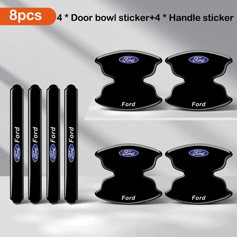 For Ford – 8x Black Door Handle Cup Scratch-Proof Film Protector Stickers