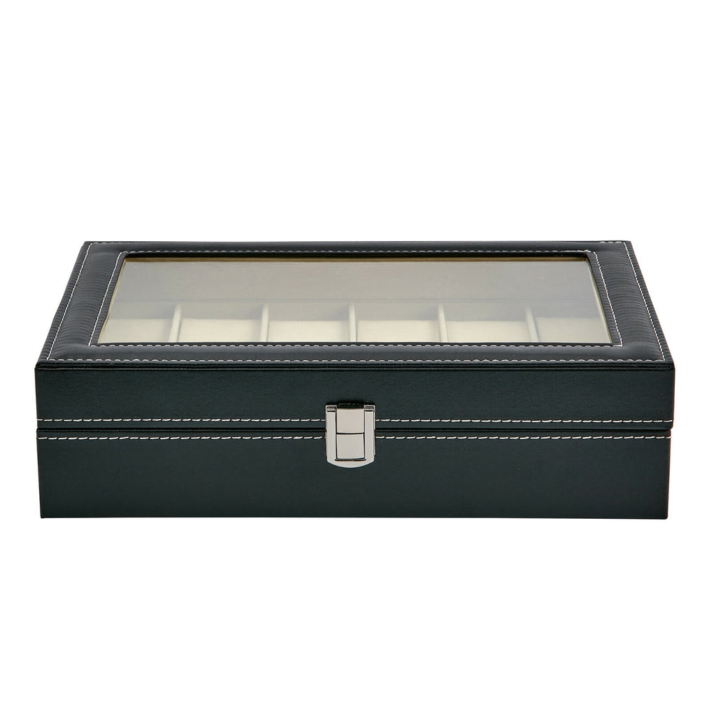 MENS 6 10 12 GRIDS PU LEATHER WATCH DISPLAY CASE COLLECTION STORAGE HOLDER BOX