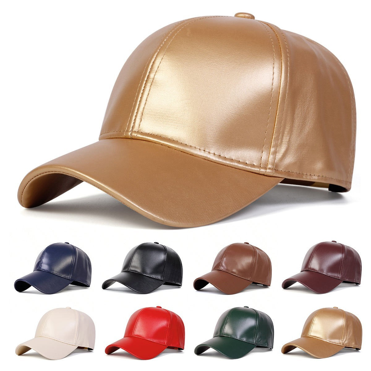 Men's And Women's Universal Solid-color PU Leather Glossy Board Adjustable...