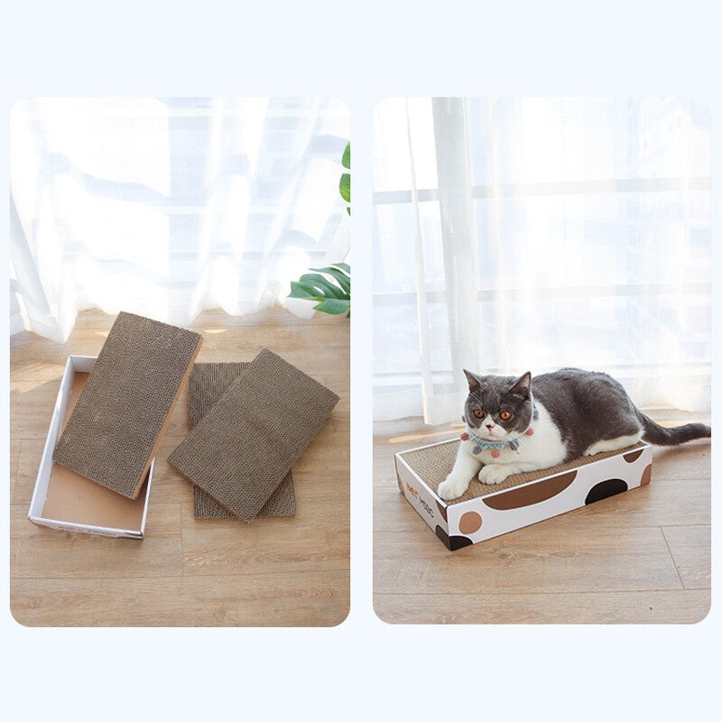 3 In 1 Cat Scratcher Box Heavy Duty Corrugated Cardboard Kitten Pad