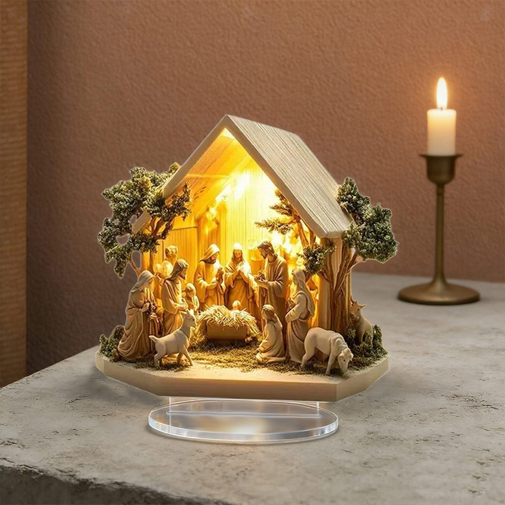 Christmas Nativity Scene Figurine Home Decor Desktop Acrylic Table Ornament UK