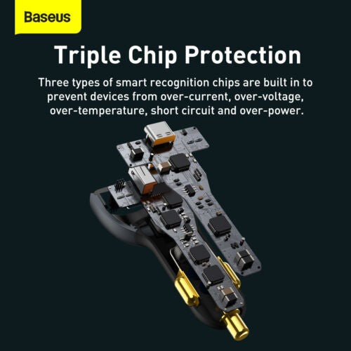 160W Car Charger Baseus USB Type C QC 5.0 Fast Charging For iPhone 14 Pro Laptop