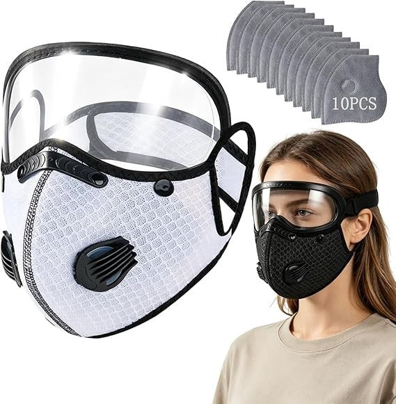 Reusable Carbon Filter Dust Mask with Adjustable Goggles, With 5-Layer Filter