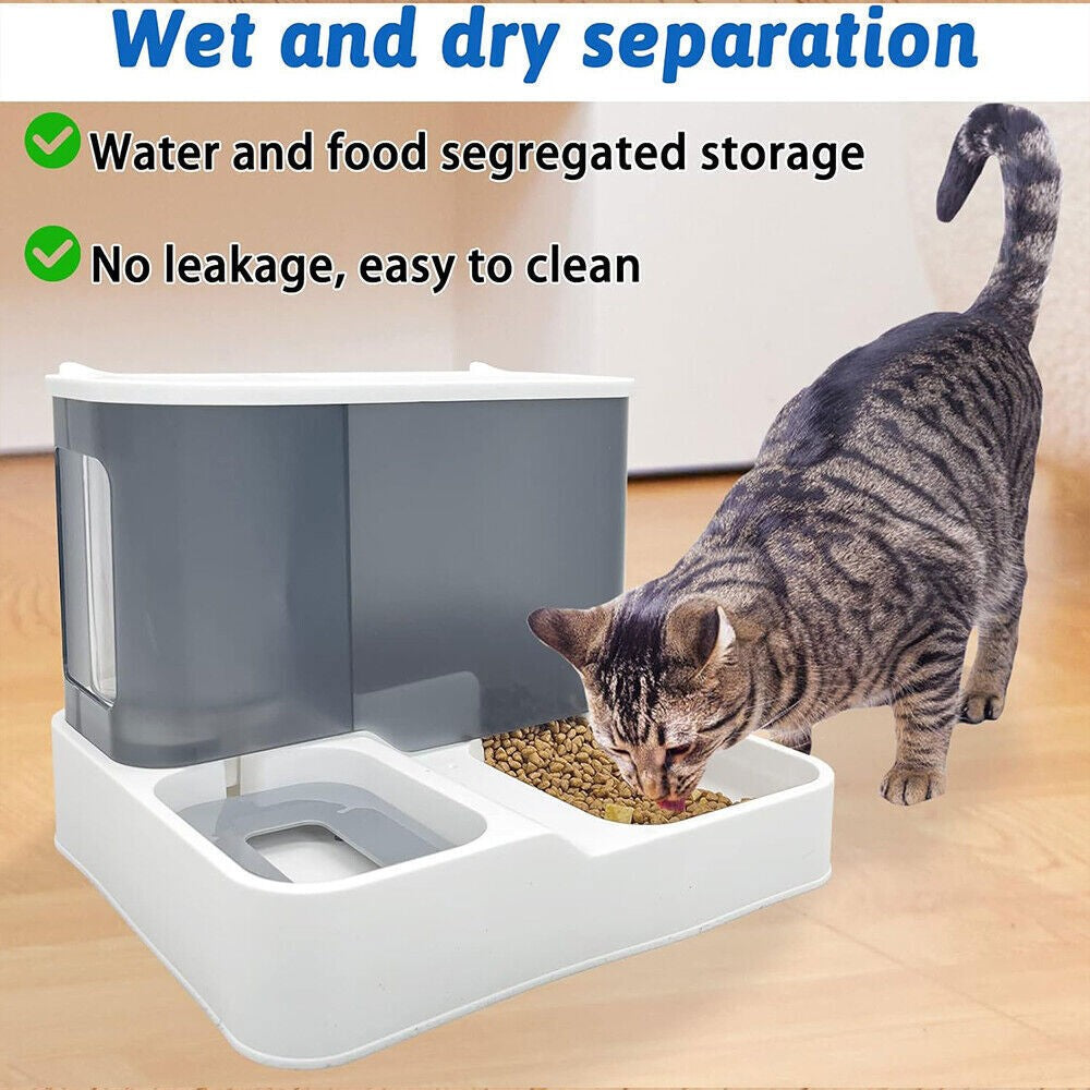 2 in 1 Automatic Cat Feeder Water Dispenser Dry Wet Pet Dog Puppy Food Dispenser