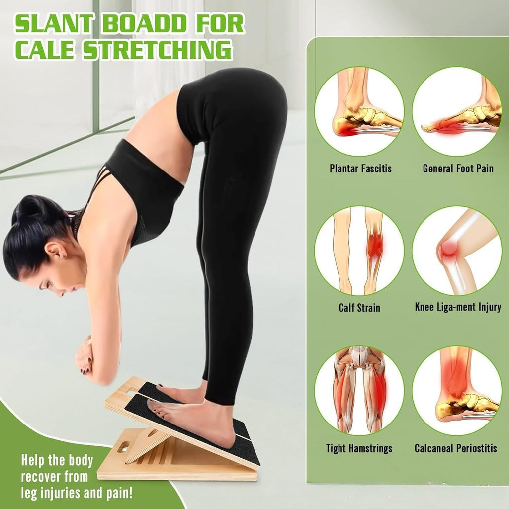 Foldable Wooden Slant Board Calf Stretcher Incline Board Yoga Gym Home Workout