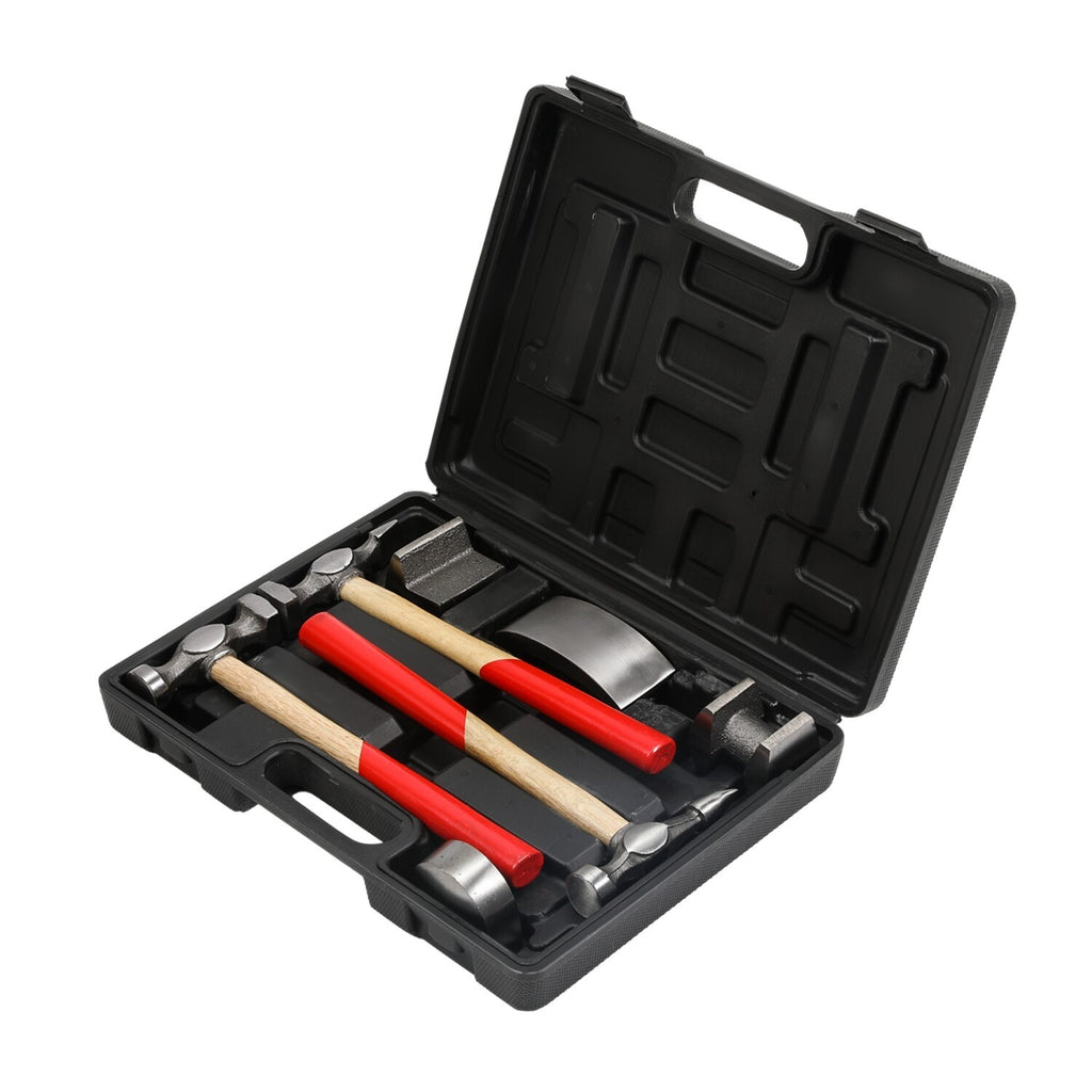 7Pcs Auto Body Repair Tool Kit, Craft Panel Beating Hammer and Dolly Set Hammer-