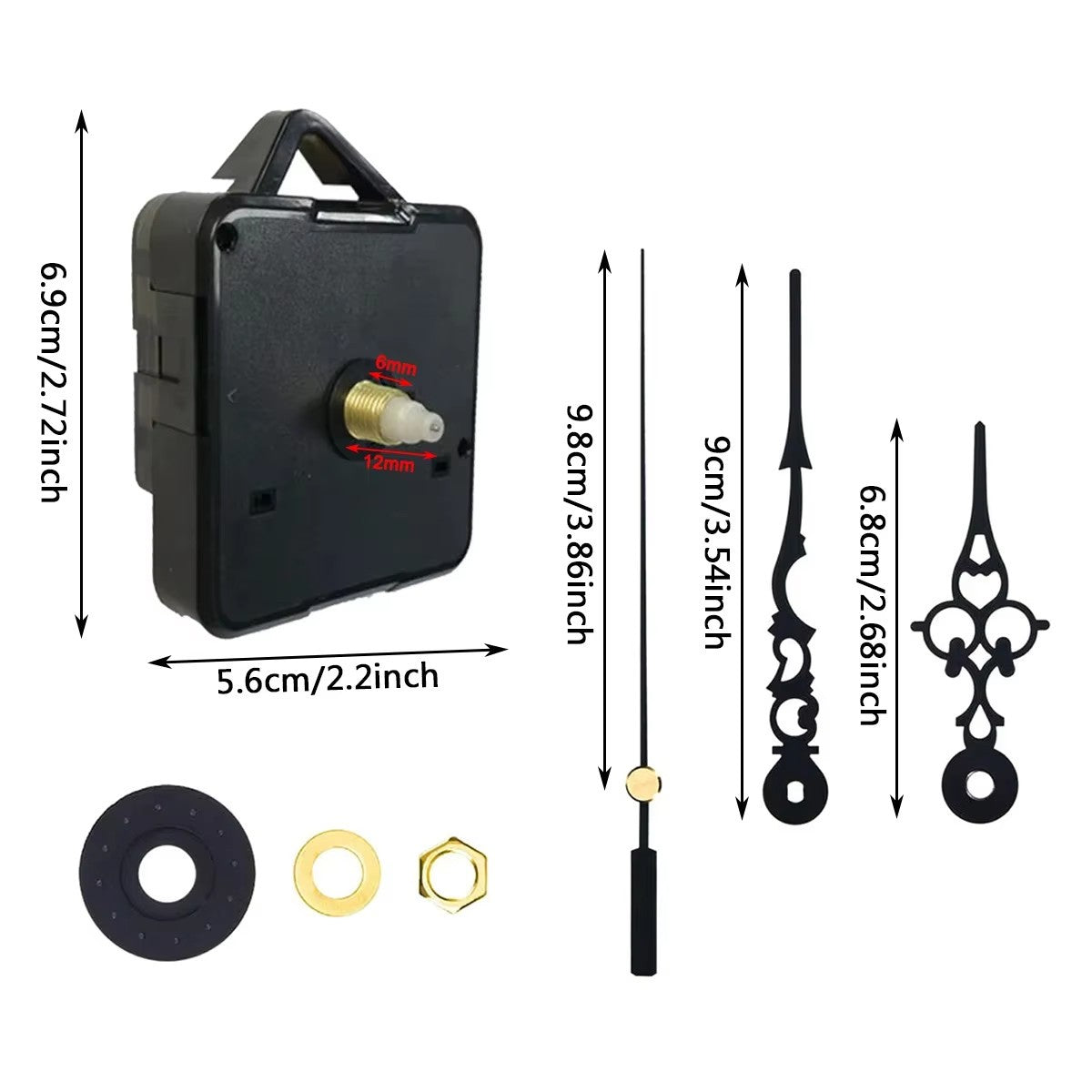 Quartz Silent Wall Clock Mechanism Battery Operated DIY Repair Replacement Parts