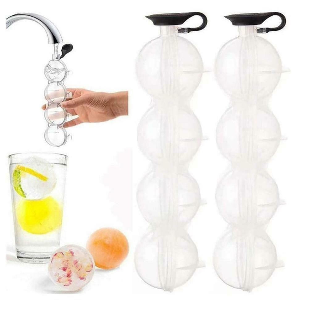 2PCS Ice Cube Bar Silicone 4 Ball Maker DIY Mold Sphere Large Tray Whiskey Mould
