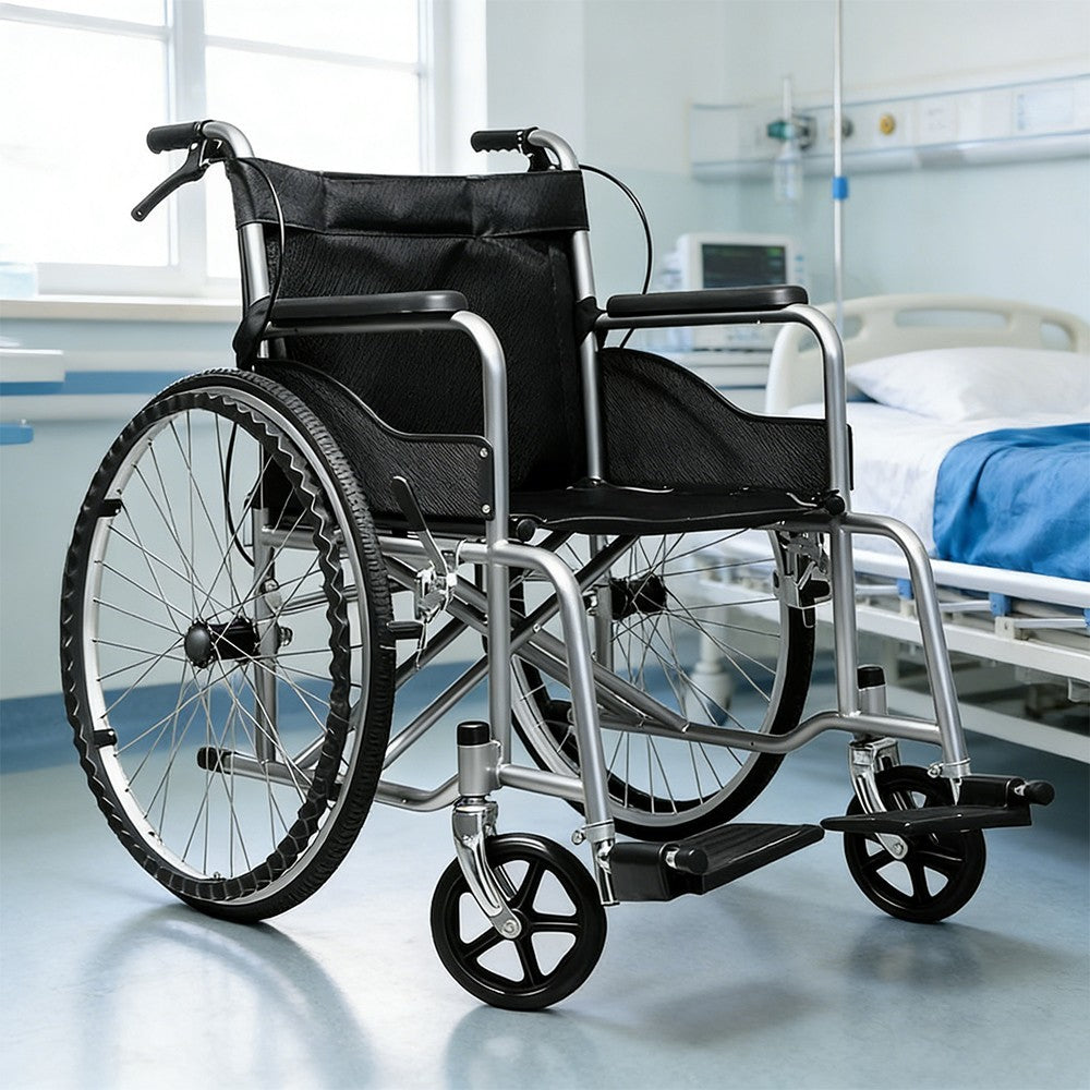 Wheelchair Lightweight Self Propelled Mag 24" Wheels Folding Brake Armrest Chair