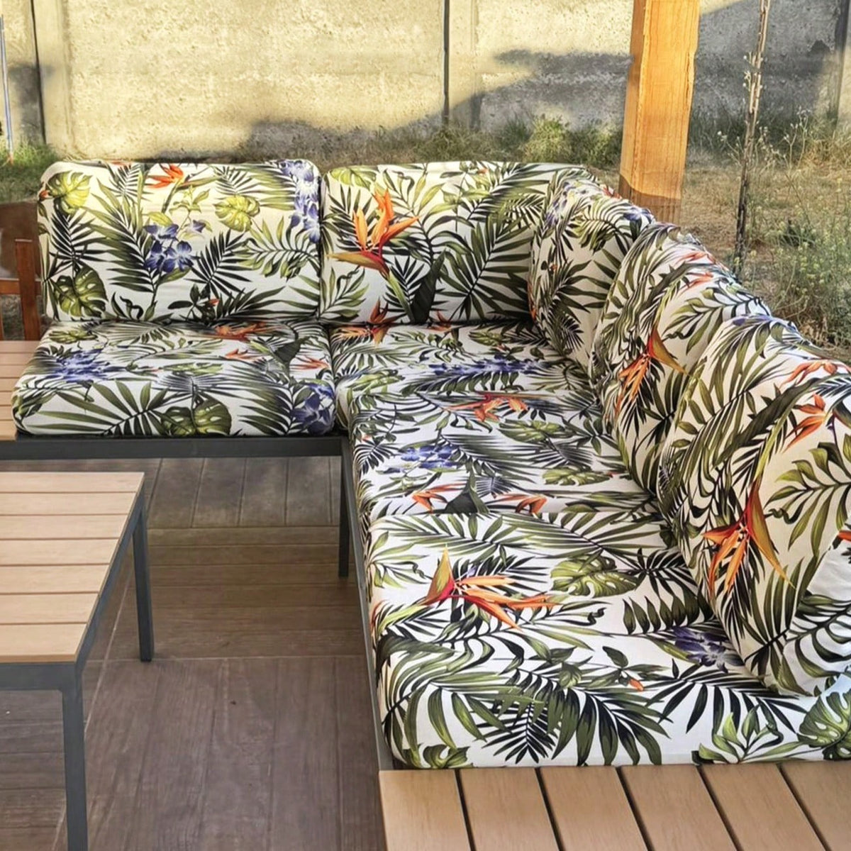 1/2/3-seater Outdoor Elastic Sofa Cover with Anti-slip Cushion Cover Sofa Cover