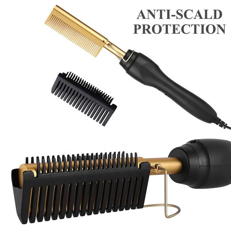 Hair Hot Comb Straightener Professional Press Comb Electric Hot Comb Portable