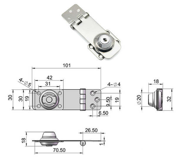 Boat Marine 304 Stainless Steel Heavy Duty Hardware Hasp Door Lock Hinge