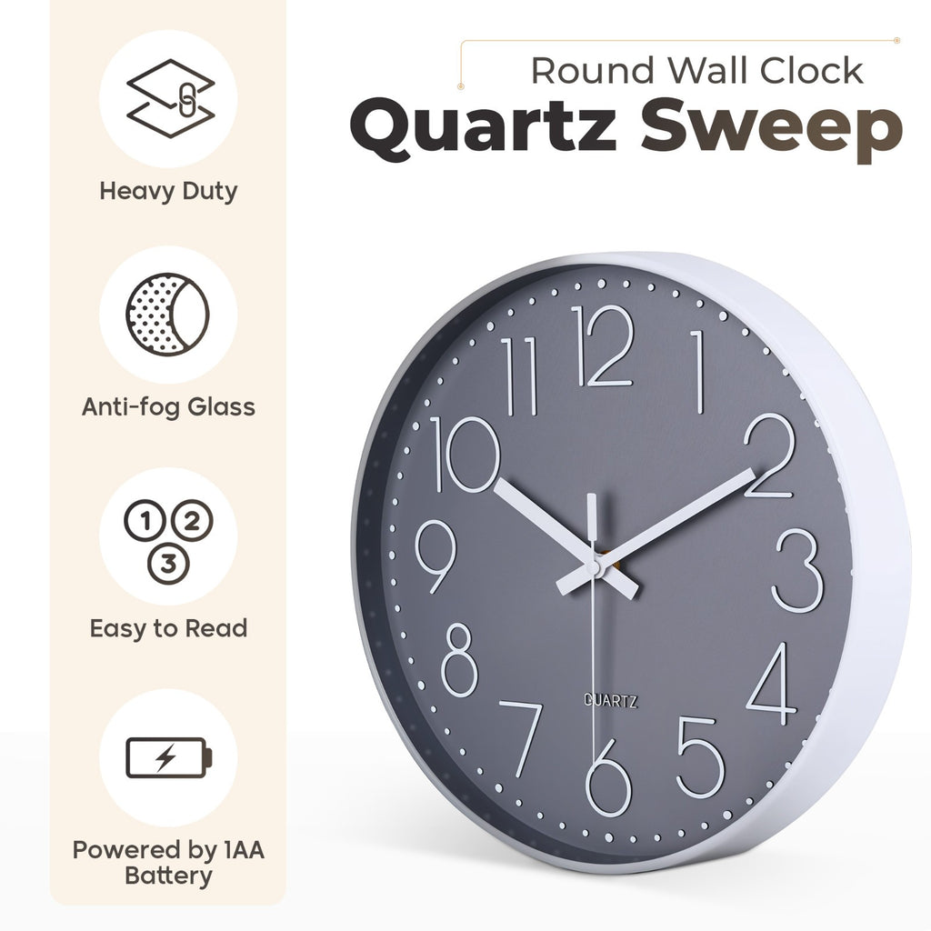 Wall Clock Silent Non Ticking Clock for Living Room Bedroom Kitchen Office UK