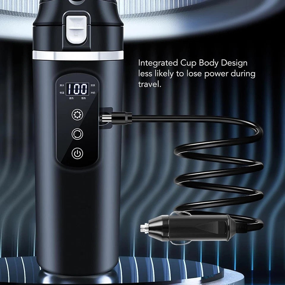 12V/24V Electric Kettle Car Heating Cup 500ml Thermos With Smart Touch Screen .