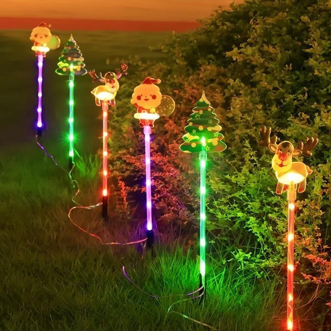 6 Packs Outdoor Garden Ground Light Solar Powered Santa Claus Snowman Christmas