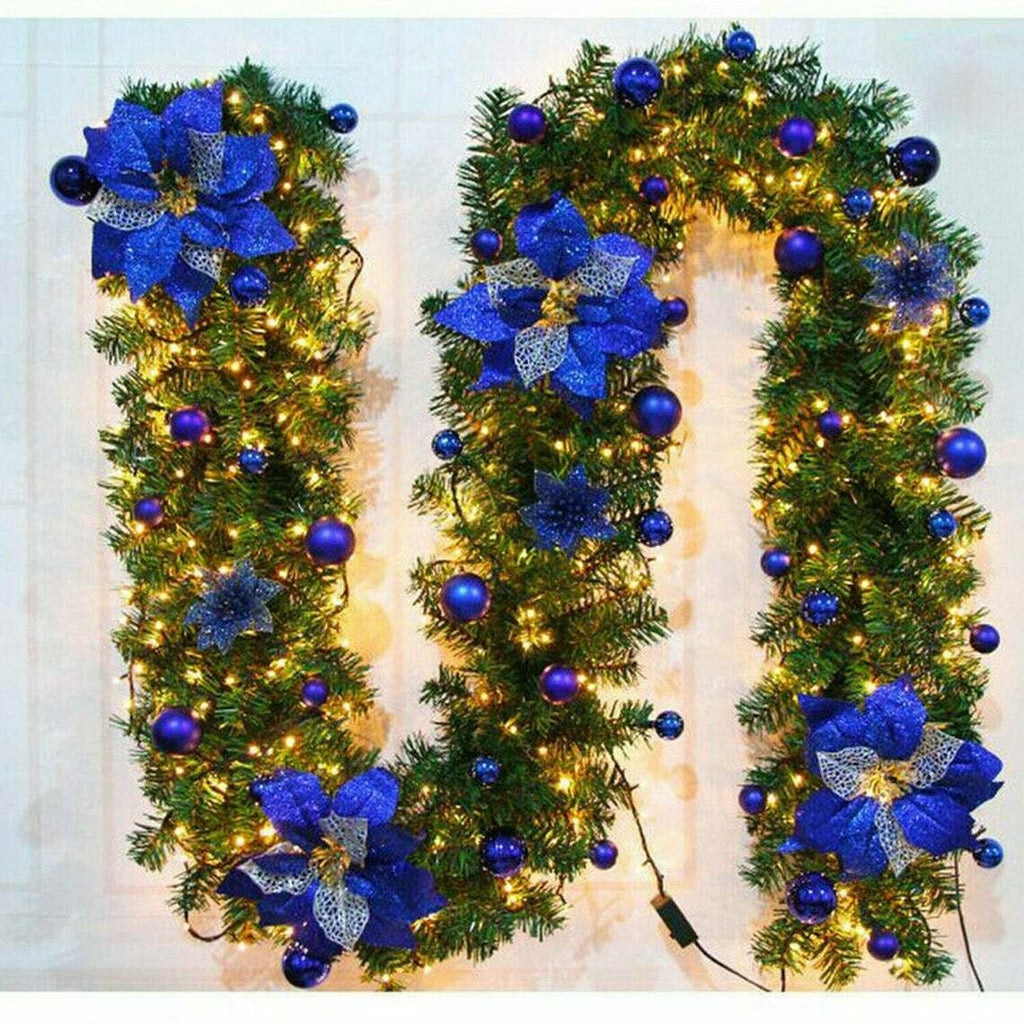 9ft Christmas Garland Decorations Fireplace Stair Artificial Wreath Bushy Pine