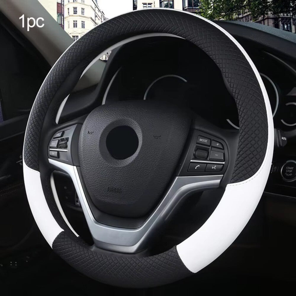 PU Leather Steering Wheel Cover 38cm Steering Cover  Car Interior Decoration