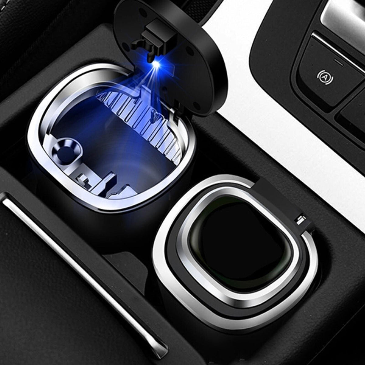 Auto Car Ashtray Cup Ash Holder LED Light Lid Portable Detachable UK