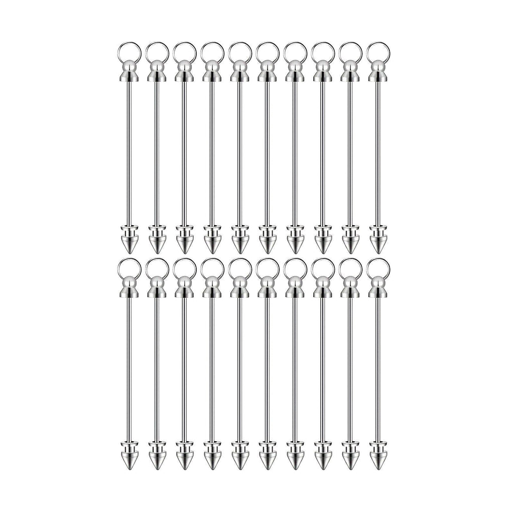 20 Pieces Beadable Keychains Bar DIY Set Blank Bead Keychain Key Chain Bar for