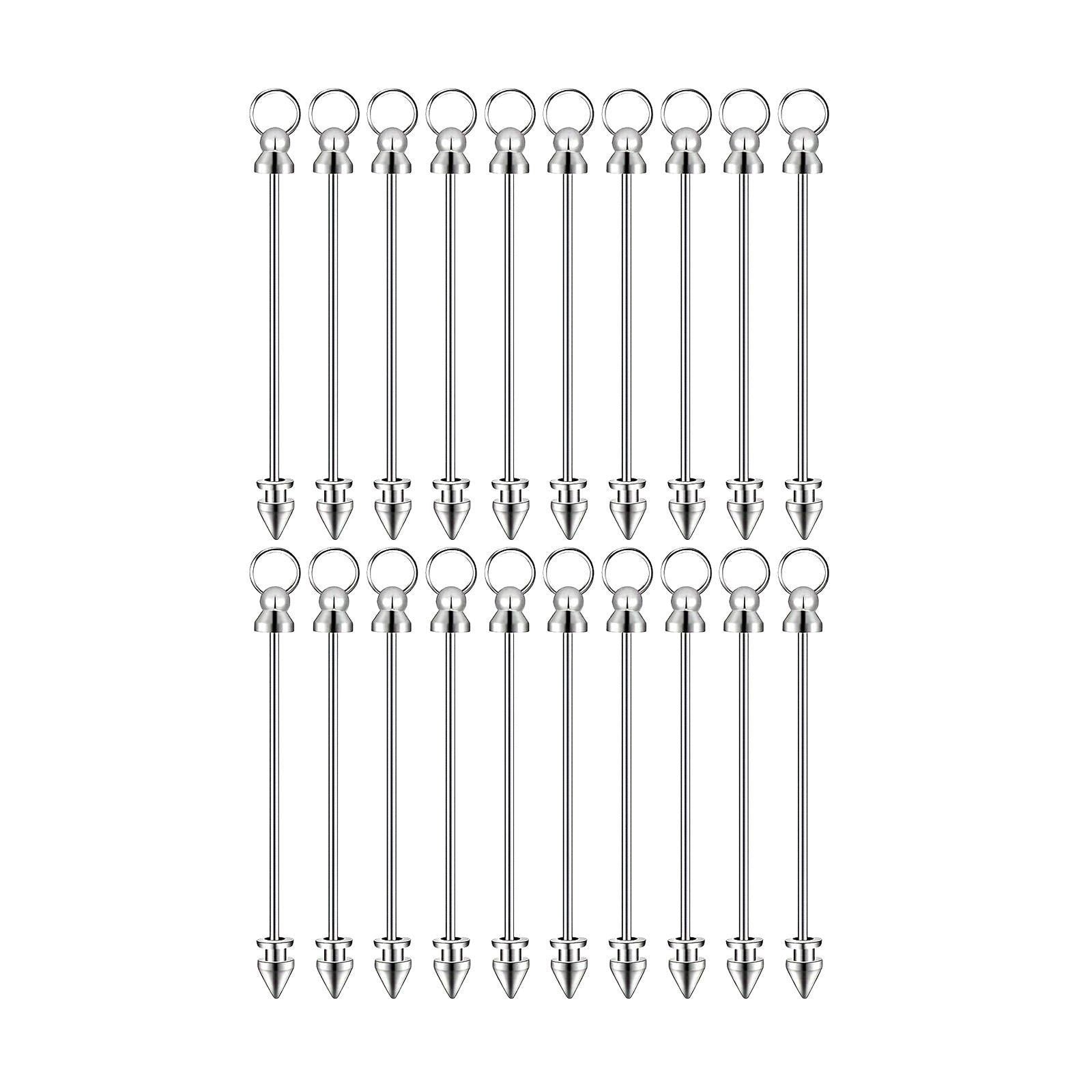 20 Pieces Beadable Keychains Bar DIY Set Blank Bead Keychain Key Chain Bar for